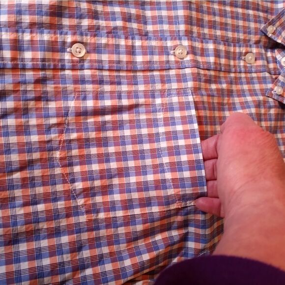 Gap Lived-In Button Up Shirt Mens Medium Long Sleeve Pocket Plaid Casual - Picture 3 of 9